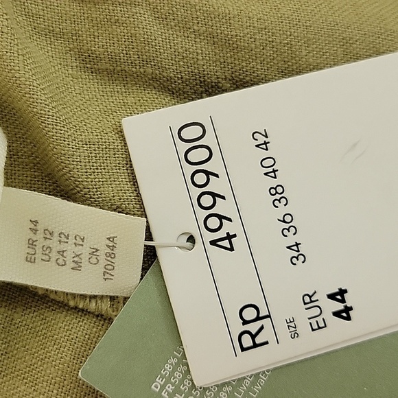 H&M Linen Blend Khaki Pants, Womens Sz 12. New With Tags. Wide Leg - Picture 6 of 6